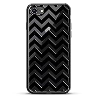 BLACK HORIZONTAL CHEVRON | Luxendary Chrome Series designer case for iPhone 8/7 in Titanium Black trim