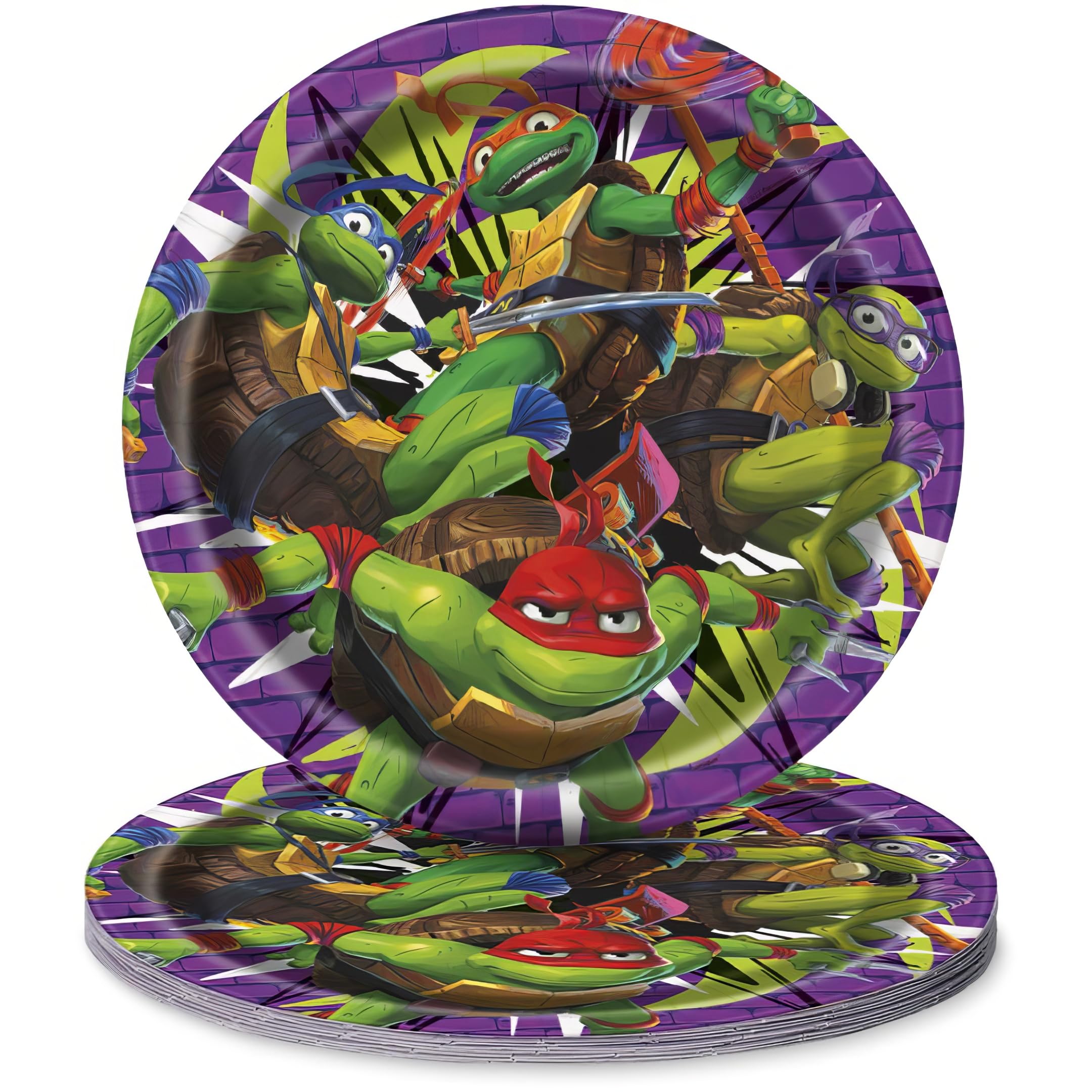 Unique Industries Teenage Mutant Ninja Turtles Round Disposable Dinner Paper Plates - 9