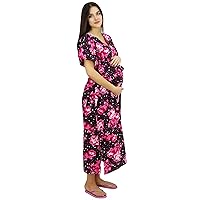 Bimba Kaftan Front Buttons Maternity Night Wear Printed Hospital Delivery Gown