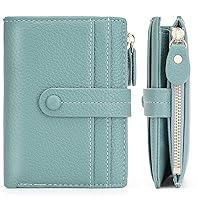 HKCLUF Small Wallet for Women,RFID Blocking Bifold Wallets Zipper Leather Coin Purse Credit Card Holder Wallets With ID Window(Green)