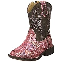Roper Infant & Toddler Cowbaby Glitter Aztec Boot – 3-3/4” Shaft – Round Toe Boots, Cowgirl Boot, Faux Leather & Zipper Closure