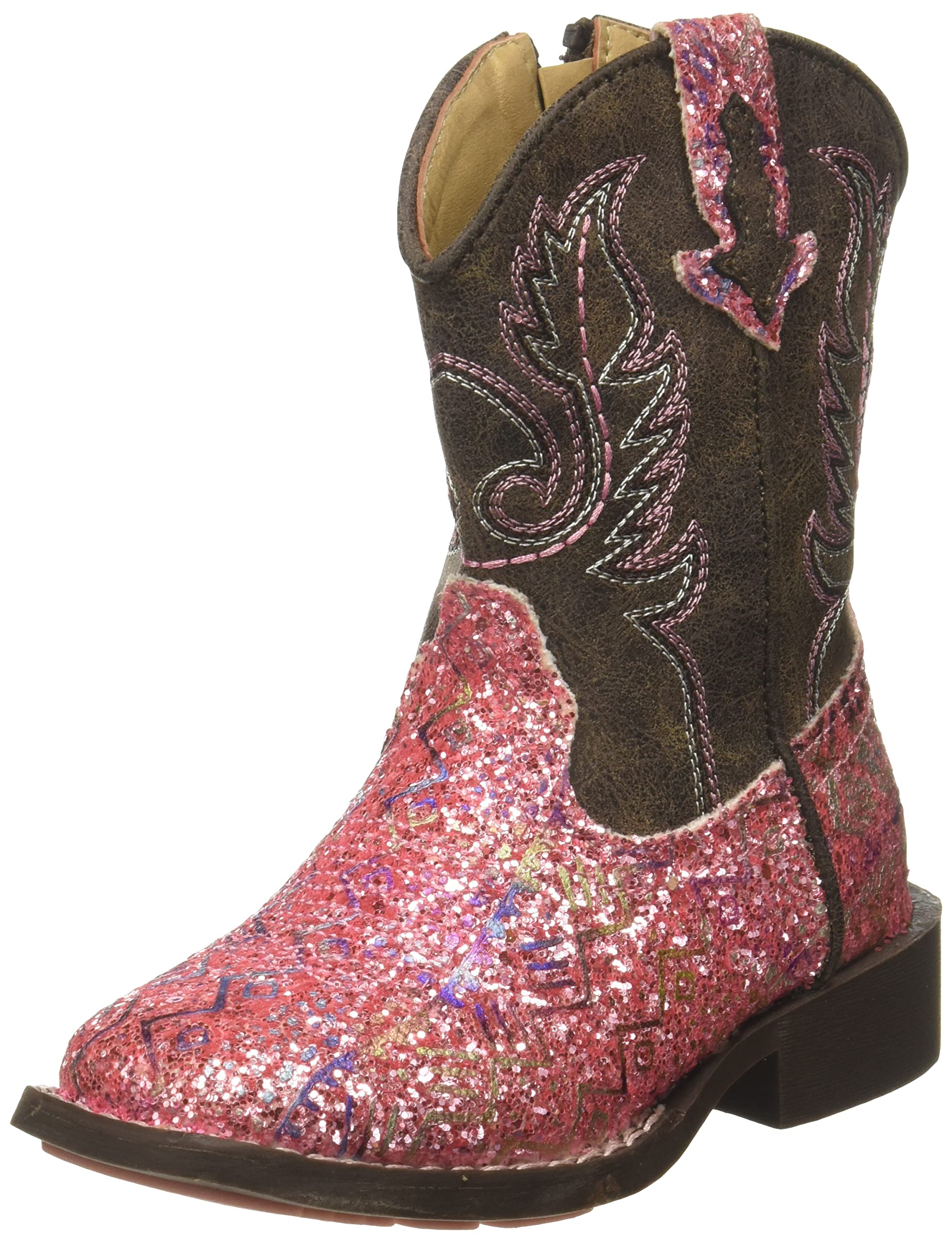 ROPER Unisex-Child Glitter Square Toe Cowgirl Boot Western