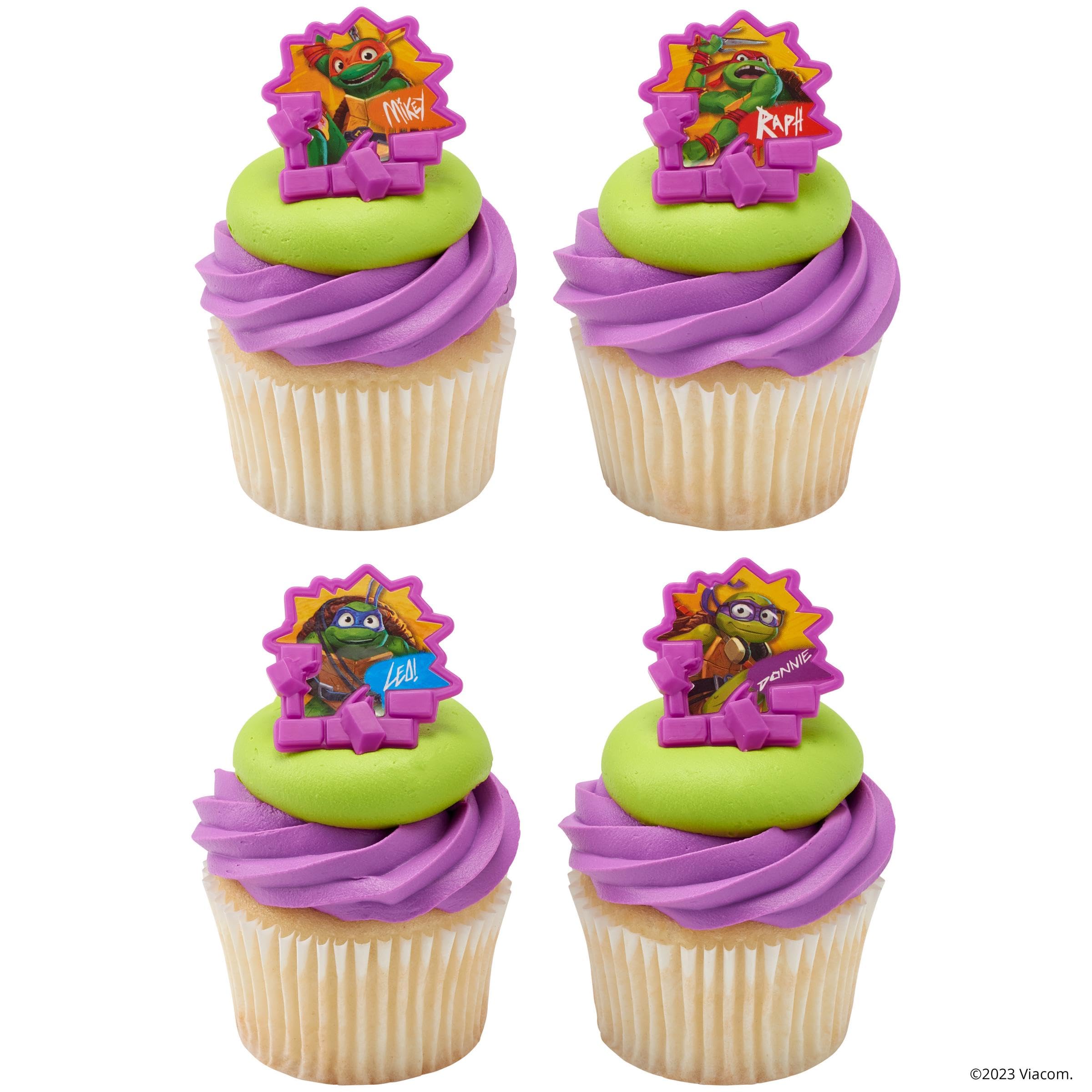 DecoPac Teenage Mutant Ninja Turtles Turtle Power Rings, Cupcake Decorations For Birthday Party, Cakes, And Celebrations - 24 Pack