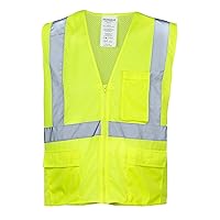 1284-LZ-RD ANSI Class 2 Flame Retardant Polyester Mesh Safety Vest with Zipper and 2
