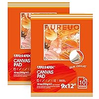 AUREUO Canvas Pad for Painting 10 Sheets, 10 Oz. - 9x12 Inch, 2 Pack - Triple Primed Glue Bound Cotton Canvas Paper for Oil and Acrylic Paints Art Supply for Mixed Media Painting