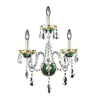 Elegant Lighting 7810W3GN/EC Cut Clear Crystal Alexandria 3-Light Crystal Wall Sconce, Finished in Green with Clear Crystals
