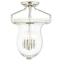 Livex Lighting 50945-35 Americana Four Light Ceiling Mount from Andover Collection in Polished Nickel Finish