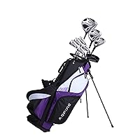 XD1 Ladies Womens Complete Golf Clubs Set Includes Driver, Fairway, Hybrid, 6-PW Irons, Putter, Stand Bag, 3 H/C's Purple