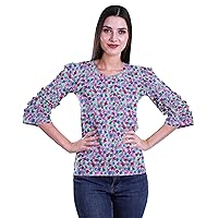 Ruffle Sleeve Printed Cotton Womens Tops Plus Size Short T-Shirt Top