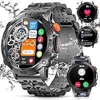SUNKTA Men's Smart Watch with Bluetooth Calling, 1.43 Inch AMOLED Touch Screen, 100+ Sports Modes Smartwatch with Heart Rate / SpO2 / Sleep Monitor, IP68 Waterproof Smart Watch Android iOS Black