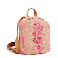 Vera Bradley Mini Backpack, Candy Pink Stripe Straw