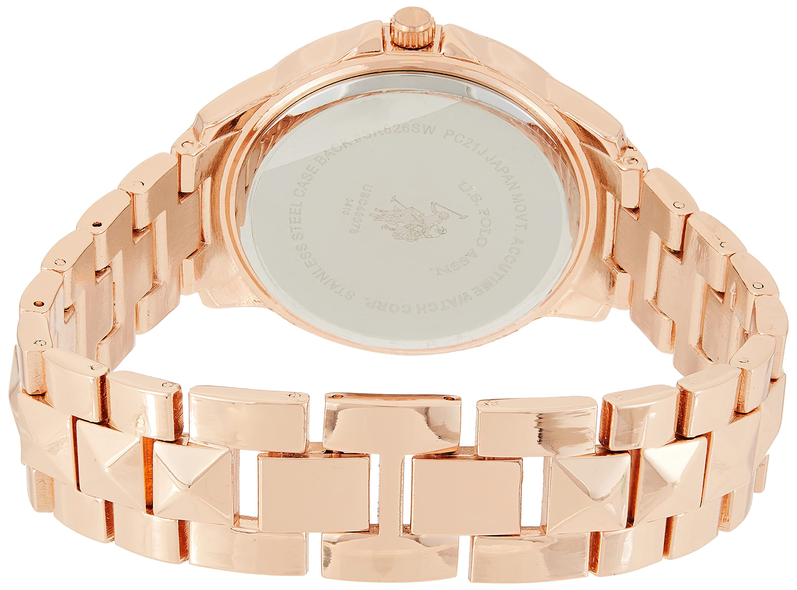 U.S. Polo Assn. Women's Watch with Crystal Studded Bezel, Alloy Bracelet Strap with Jewelry Clasp