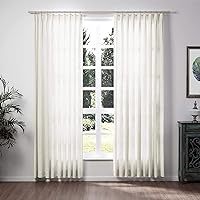 ChadMade Polyester Linen Pinch Pleated Drapery Room Darkening Curtain Sliding Glass Door Living Room, 72Wx102L Inches (1 Panel), Ivory White Tallis Collection