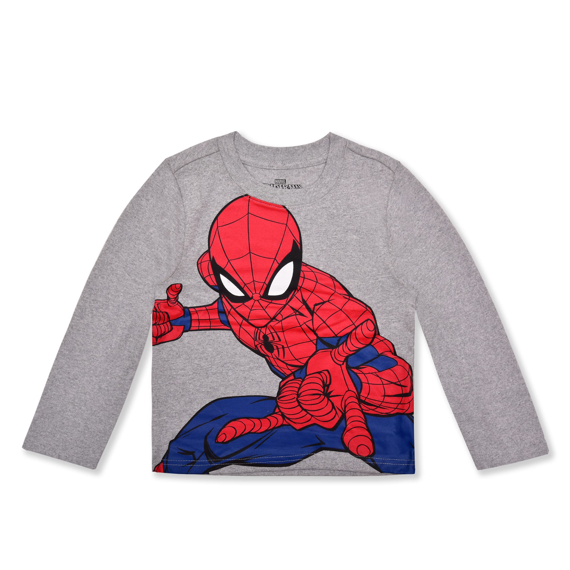 Marvel Spiderman Boys Long Sleeve Shirt and Jogger Set for Toddler and Little Kids – Red/Grey