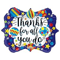 18'' Thanks For All You Do Marquee Shape Helium Foil Balloons (5 PACK), Multi