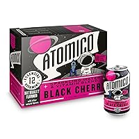 ATOMICO Sparkling Water. 12 Essential Vitamins from our proprietary organic blend. Naturally flavored. - Black Cherry