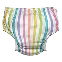 i play. by green sprouts Reusable, Eco Snap Swim Diaper with Gussets, UPF 50, Patented Design, STANDARD 100 by OEKO-TEX Certified - Rainbow Stripe - 3T