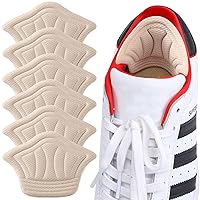 Adhesive Back of Heel Cushion Pads, Heel Grips Inserts for Loose Shoes, Too Big Boots, Reusable Heel Guards Liners for Women Men, Improve Shoe Fit, 6PCS-All Beige