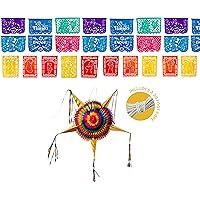 Encanto Party Pack! Extra Large Gold Party Pinata with Encanto Inspired Papel Picado PLASTIC 4Pack