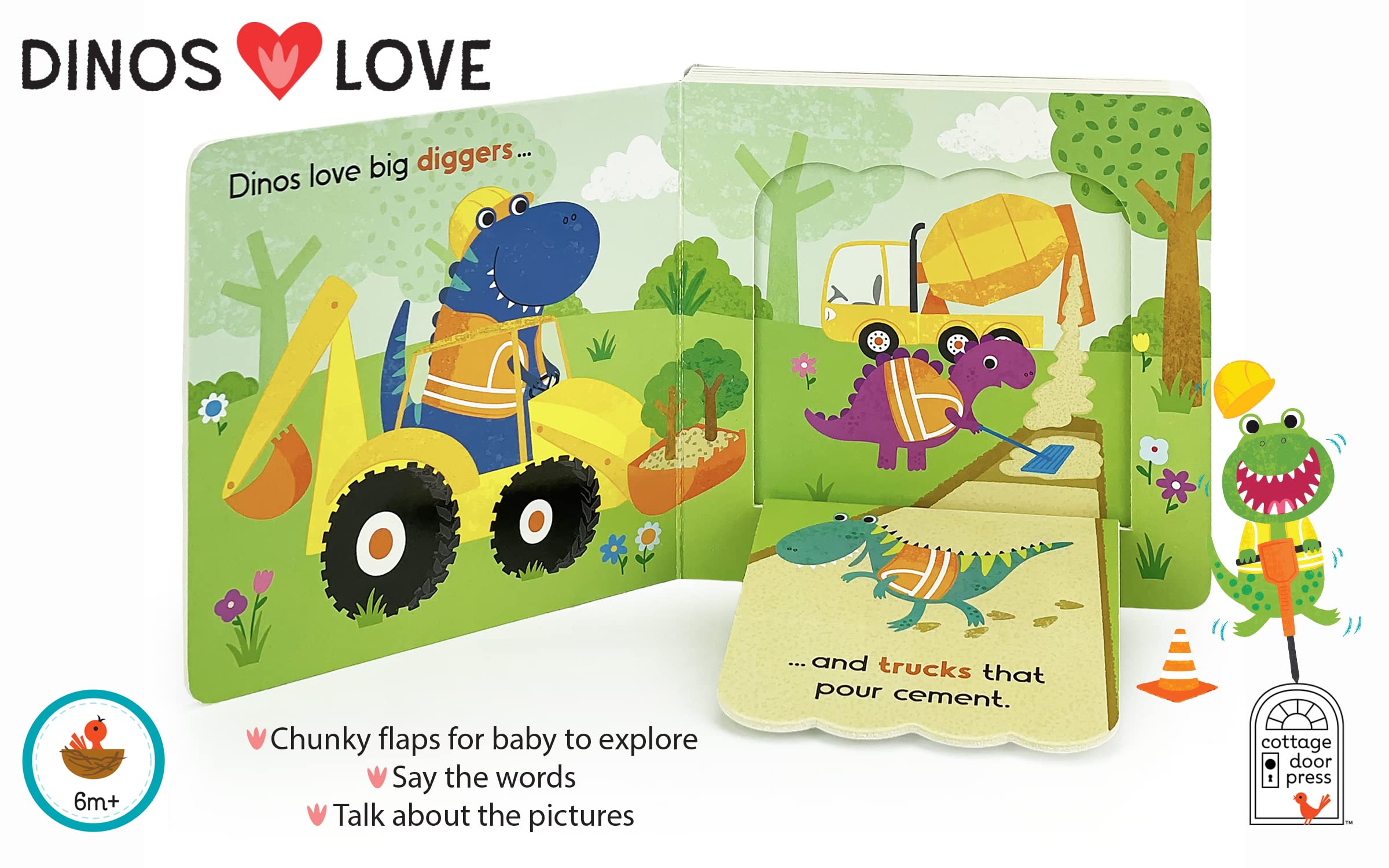 Dinos Love Diggers - A Lift-a-Flap Board Book for Babies and Toddlers