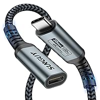 SUNGUY USB C Extension Cable 1.5FT (20Gbps/100W), USB C 3.2 Gen 2x2 Male to Female Extender, Type C 4K@60Hz Video Cable, Compatible with iPhone 15/MacBook/iPad Pro/Magsafe Charger/USB C Hub/PSVR2