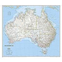 National Geographic Australia Wall Map - Classic - Laminated (30.25 x 27 in) (National Geographic Reference Map)