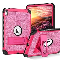 YINLAI Case for iPad 10th Generation, iPad Case 10th Generation 2022 10.9 Inch Kids Girls Women Slim Stand Glitter Bling Neon Shockproof Protective Cover for iPad 10th Gen A2696/A2757/A2777,Hot Pink