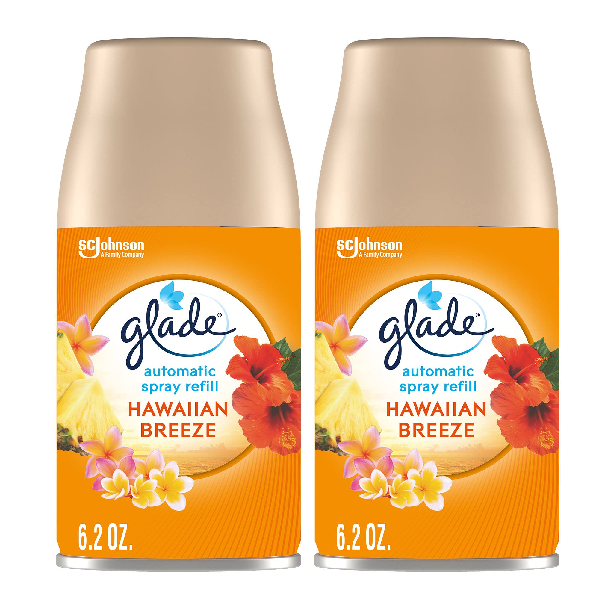 Glade Automatic Spray Refill, Air Freshener for Home and Bathroom, Hawaiian Breeze, 6.2 Oz, 2 Count