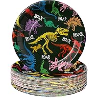 Dinosaur Party Plates- 50 Pack 7’’ Disposable Three Rex Paper Cake Plates, Dinosaur World Themed Birthday Party Supplies Decorations Tableware for Kids Baby Shower