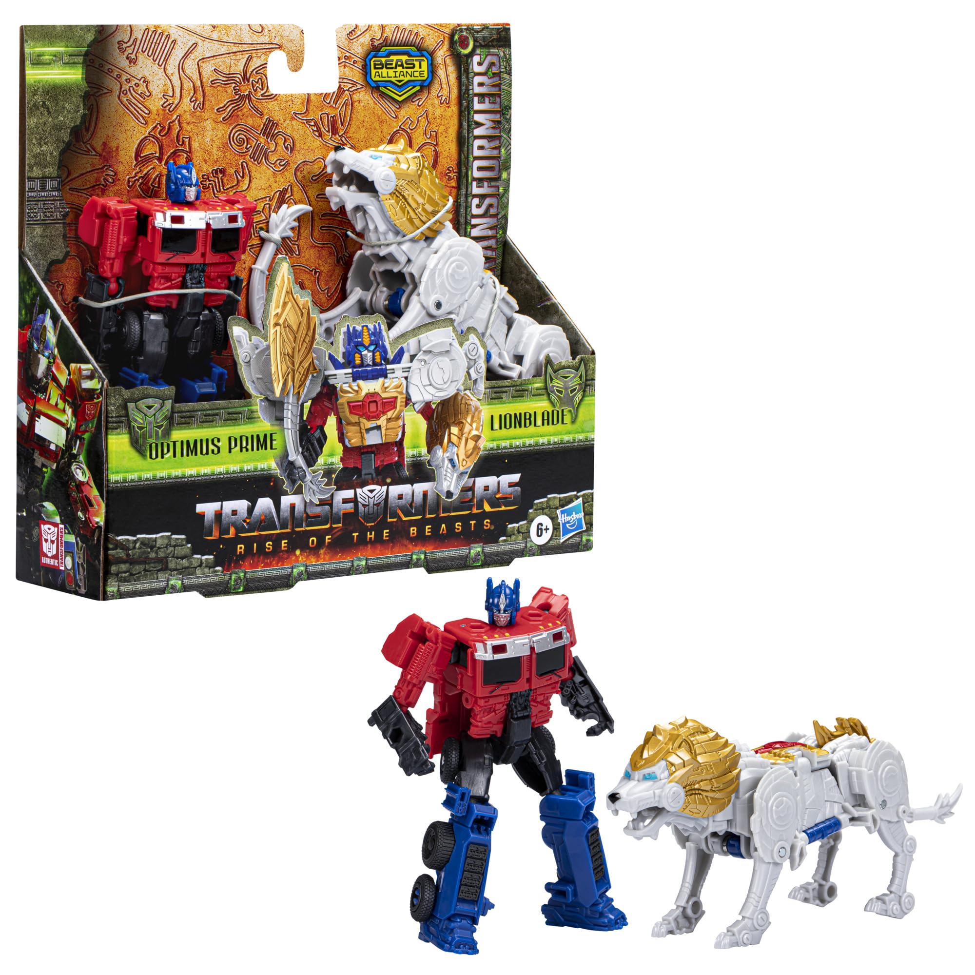 Transformers: Rise of The Beasts Movie, Beast Alliance, Beast Combiners 2-Pack Optimus Prime & Lionblade Toys, Ages 6 and Up, 5-inch