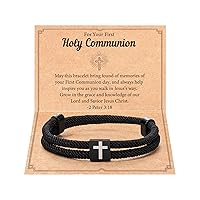 Cross Bracelet for Boys - First Communion, Baptism, Confirmation Gifts for Boy