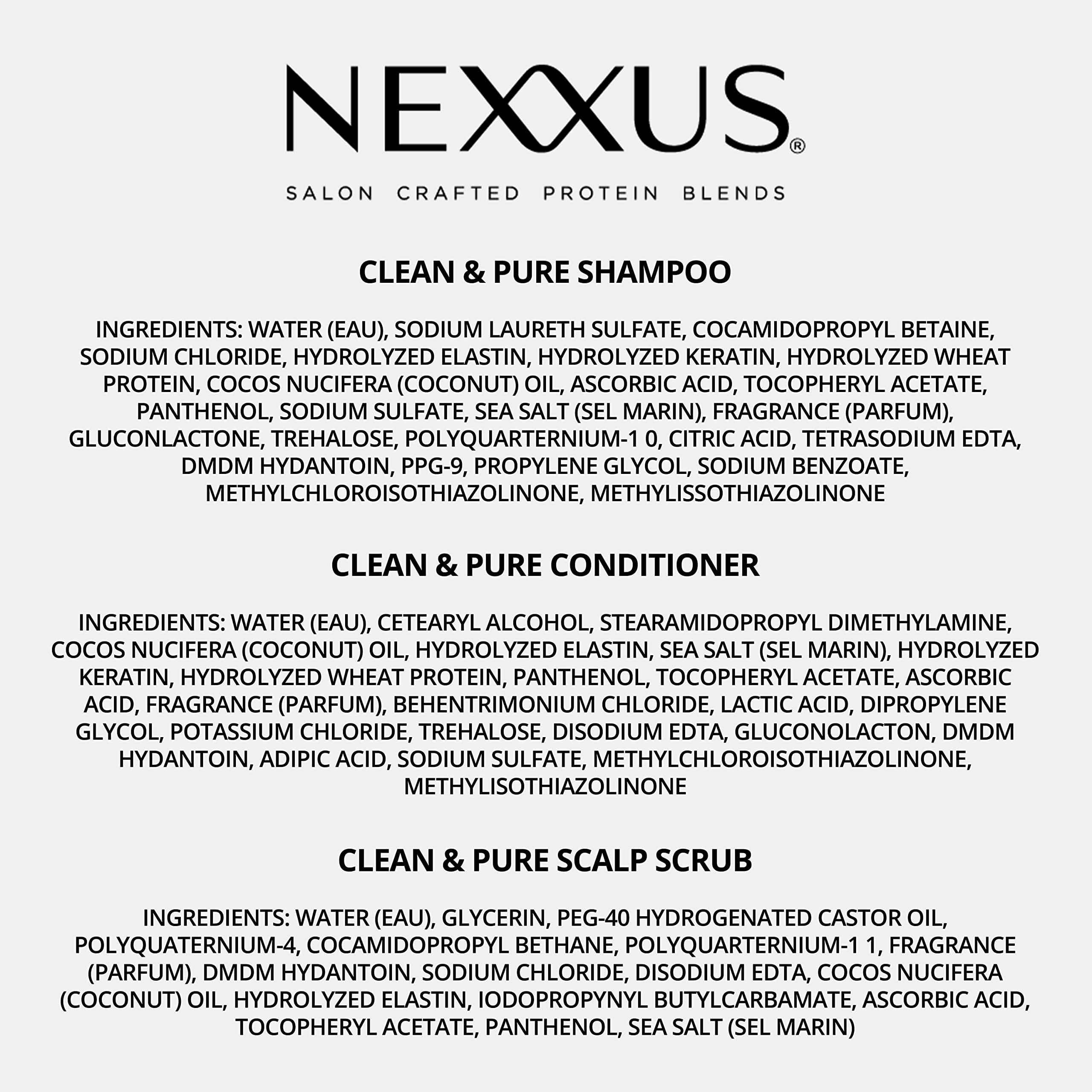 Nexxus Clean & Pure Hair Regimen Pack Shampoo, Conditioner and Scrub Detox Hair Products Sulfate Free, Silicone free, Paraben Free 3 Count