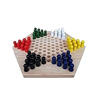 FixtureDisplays®Wood Chinese Checkers 60-PC Jump Board Game Tiaoqi Board Game Up to 6 Strategy 18614-SNL Listing