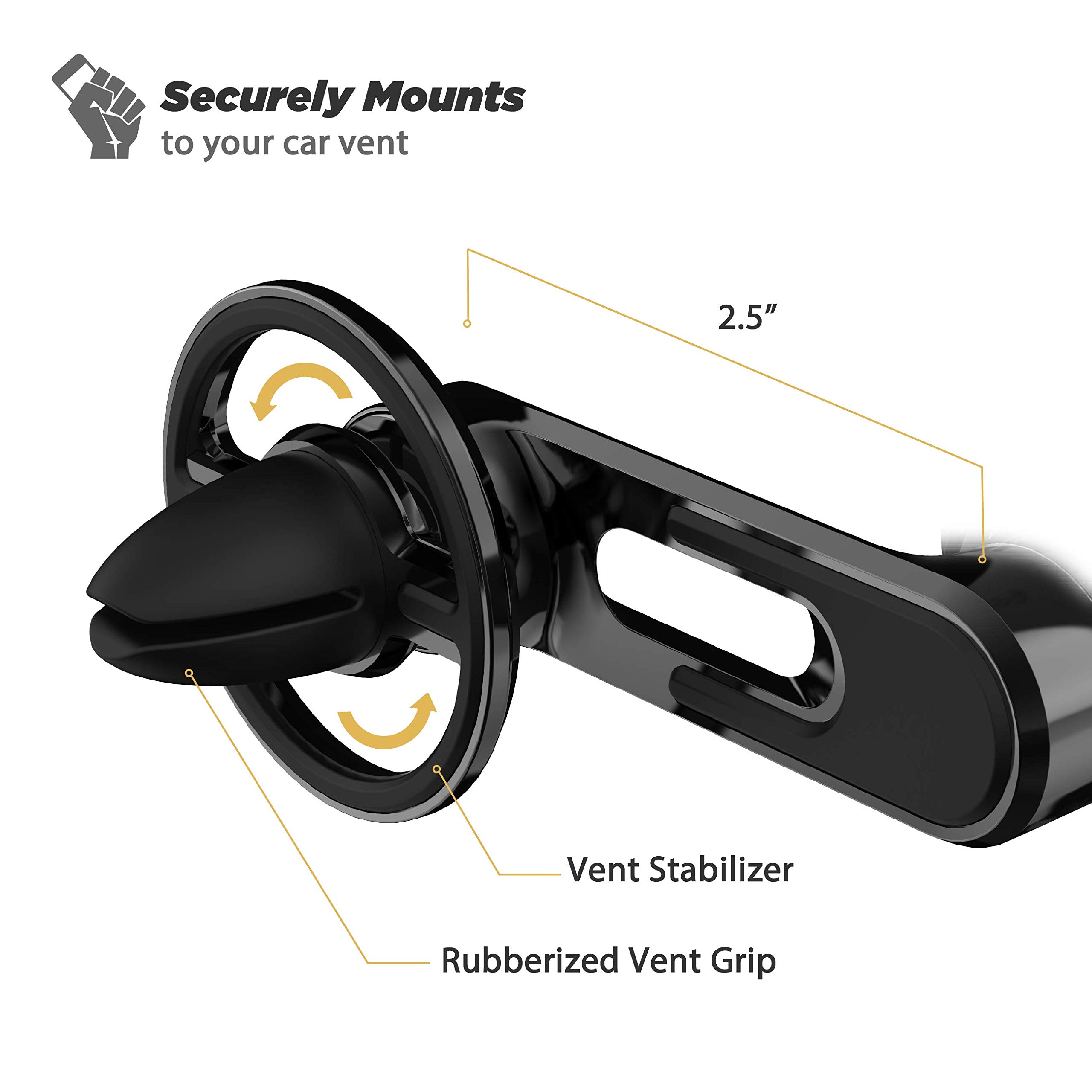 Scosche MM2VP2SR-SP MagicMount Pro Magnetic FreeFlow Vent Mount Holder Phone Mount for Car, Neodymium Magnet, Adjustable Rotating view, Back