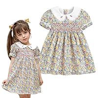 Curipeer Toddler Girl Dress Summer Floral Dresses for Girls Short Sleeve Playwear Sundress