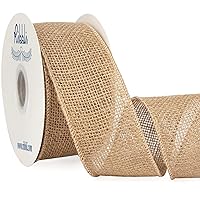 Ribbli Jute Burlap Wired Ribbon,2-1/2 Inch x 10 Yard,Natural Solid Wired Ribbon for Crafts,Gift Wrapping,Wreath,Tree Decoration,Outdoor Decoration