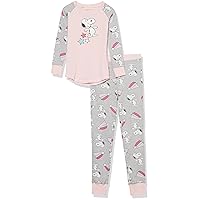 Munki Munki Girls' Youth Tight Fitting Long Sleeve Raglan Tee and Pant Pajama Set