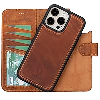 VENOULT Compatible with iPhone 13 Pro Wallet Case for Man or Women, Genuine Leather Magnetic Detachable Luxury Folio Cover, Wireless Charge, RFID, First Class Handmade Workmanship