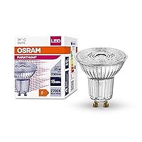 OSRAM LED Reflector Bulbs with GU10 Socket, Energy Saving, Long Life 15,000 H, Beam Angle 36°, Warm White, PAR16 35 36° 2.6 W/2700 GU10