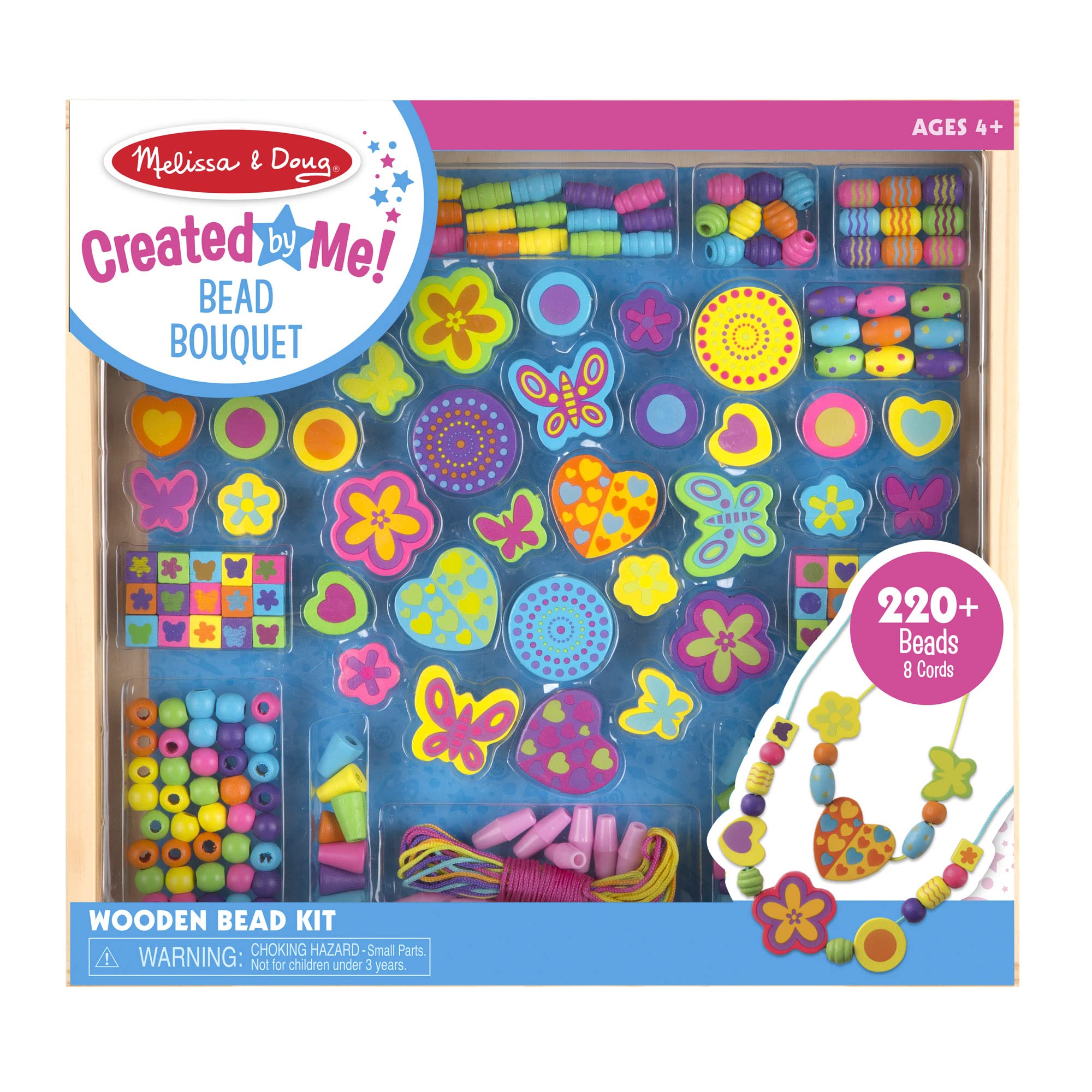 Melissa & Doug Created by Me! Bead Bouquet Deluxe Wooden Bead Set With 220+ Beads for Jewelry-Making, for 4+ years