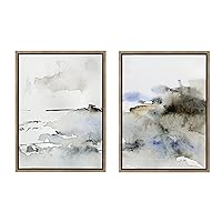 Sylvie Close Your Eyes and Remember 1 Framed Canvas Wall Art Set by Maja Mitrovic of Makes My Day Happy, 2 Piece 18x24 Gold, Minimalist Neutral Painterly Landscape Art Wall Décor