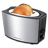 Elite Gourmet ECT2428 Extra Wide 1.25” Slot 2-Slice Toaster, Cancel, Defrost and Bagel Functions, 6 Toast Settings, Slide-Out Crumb Tray, Stainless Steel