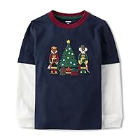 Gymboree Baby Girls' and Toddler Embroidered Graphic Long Sleeve Layered T-Shirts