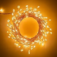 2Pack Fairy Lights Plug in, 10Ft 200LEDs Cluster String Lights, 8 Mode Lighting Waterproof Copper Wire Firecracker Firefly Lights for Bedroom Fireplace Wedding Christmas Tree Decorations, Warm White