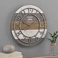 Multicolor Shabby Pallet Wall Clock, Vintage Decor for Living Room, Home Office, Round, Wood, Farmhouse, 16 inches