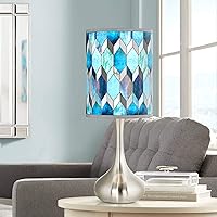 Blue Tiffany-Style Giclee Printed Print Shade with Modern Droplet Table Lamp