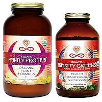 Infinity Protein Powder Bundle | 1 Bottle Infinity Organic Plant Based Protein Powder | 1 Bottle Superfood Powder | Organic, Raw, Vegan, Gluten Free (34 Servings)