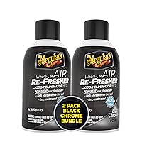 Meguiar's Whole Car Air Refresher, Odor Eliminator Spray Eliminates Strong Vehicle Odors, Black Chrome Scent – 2 Oz Spray Bottle (Pack of 2)