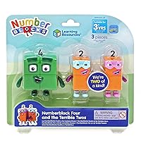 Learning Resources Numberblocks Four and The Terrible Twos, Official Collectible Toys, Includes Numberblocks Four and 2 x The Terrible Two, with Posable Arms for Realistic Play, Suitable for Display