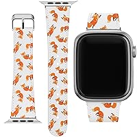 Wrist Band Compatible for Apple Watch Series 7/6/5/4/3/2/1/SE & Matching Phone Case Lovely Animal Teen Foxes Pattern Baby Funny Bracelet Tender Print Cute Strap 38-40-41-42-44-45 mm PU Leather
